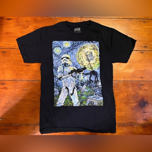 Star Wars Men’s Small storm trooper Van Gogh artistic painting black blue - Picture 1 of 5